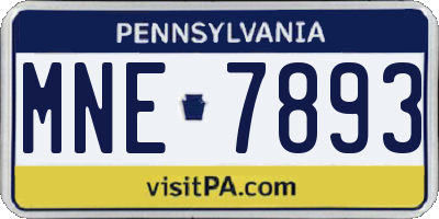 PA license plate MNE7893