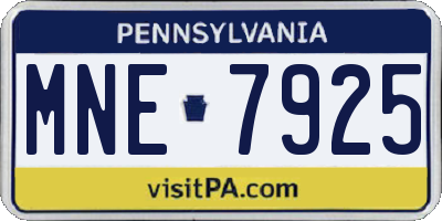 PA license plate MNE7925