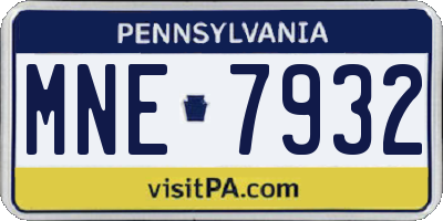 PA license plate MNE7932