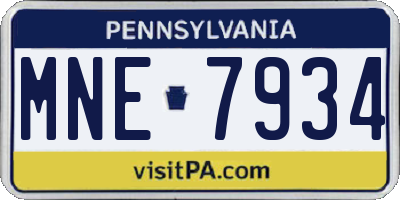 PA license plate MNE7934