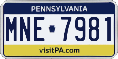 PA license plate MNE7981