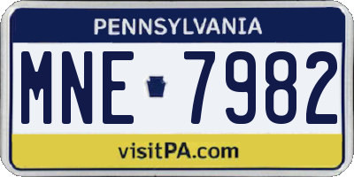 PA license plate MNE7982