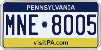 PA license plate MNE8005