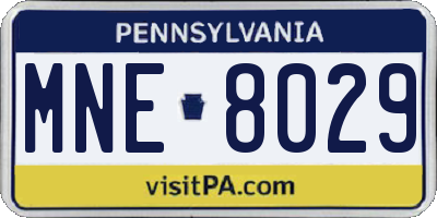 PA license plate MNE8029