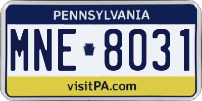 PA license plate MNE8031