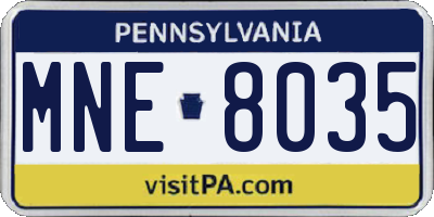 PA license plate MNE8035