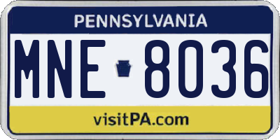 PA license plate MNE8036