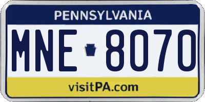 PA license plate MNE8070
