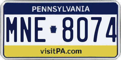 PA license plate MNE8074
