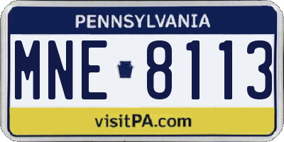 PA license plate MNE8113