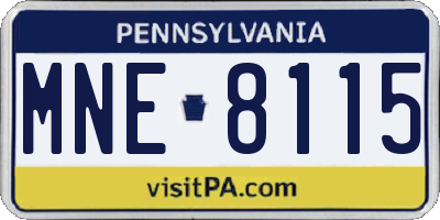 PA license plate MNE8115