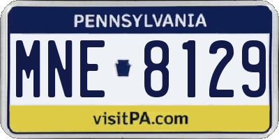 PA license plate MNE8129
