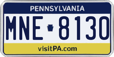PA license plate MNE8130