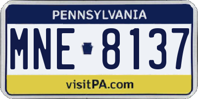 PA license plate MNE8137