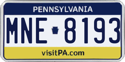 PA license plate MNE8193