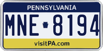 PA license plate MNE8194