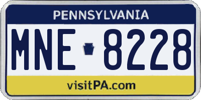 PA license plate MNE8228