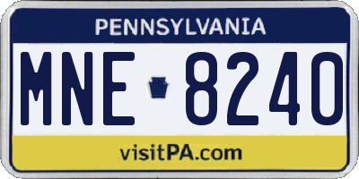 PA license plate MNE8240