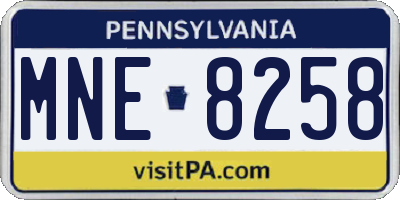 PA license plate MNE8258