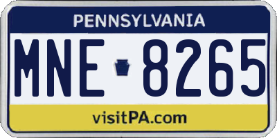 PA license plate MNE8265