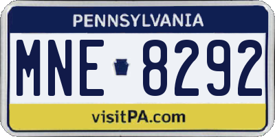 PA license plate MNE8292