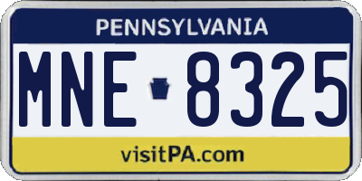 PA license plate MNE8325