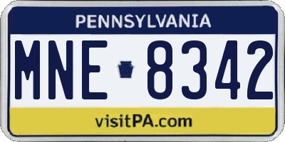 PA license plate MNE8342