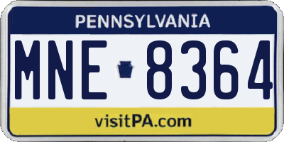 PA license plate MNE8364