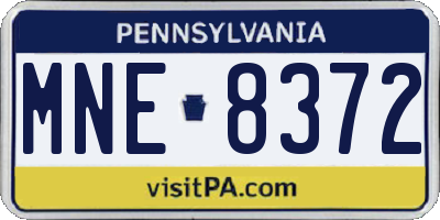 PA license plate MNE8372