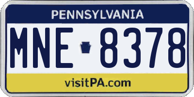 PA license plate MNE8378