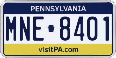 PA license plate MNE8401