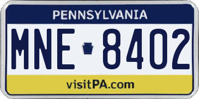 PA license plate MNE8402