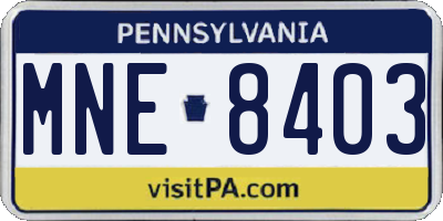 PA license plate MNE8403