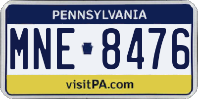 PA license plate MNE8476