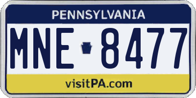 PA license plate MNE8477
