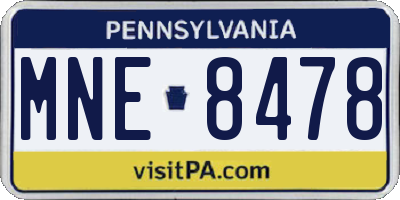 PA license plate MNE8478