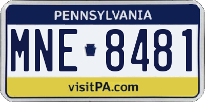 PA license plate MNE8481