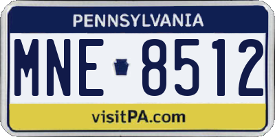 PA license plate MNE8512