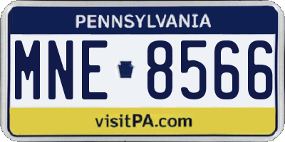 PA license plate MNE8566