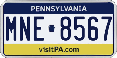 PA license plate MNE8567
