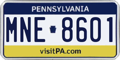 PA license plate MNE8601