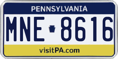 PA license plate MNE8616