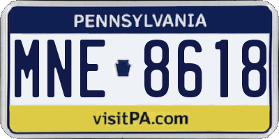 PA license plate MNE8618