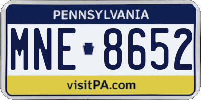PA license plate MNE8652
