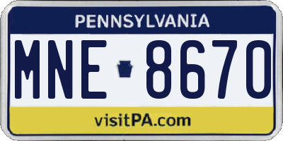 PA license plate MNE8670