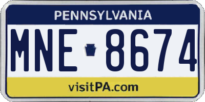 PA license plate MNE8674