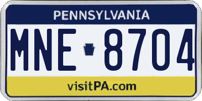 PA license plate MNE8704