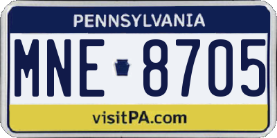 PA license plate MNE8705