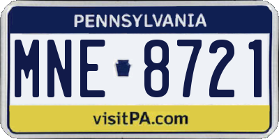 PA license plate MNE8721