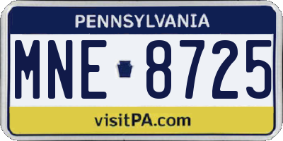 PA license plate MNE8725
